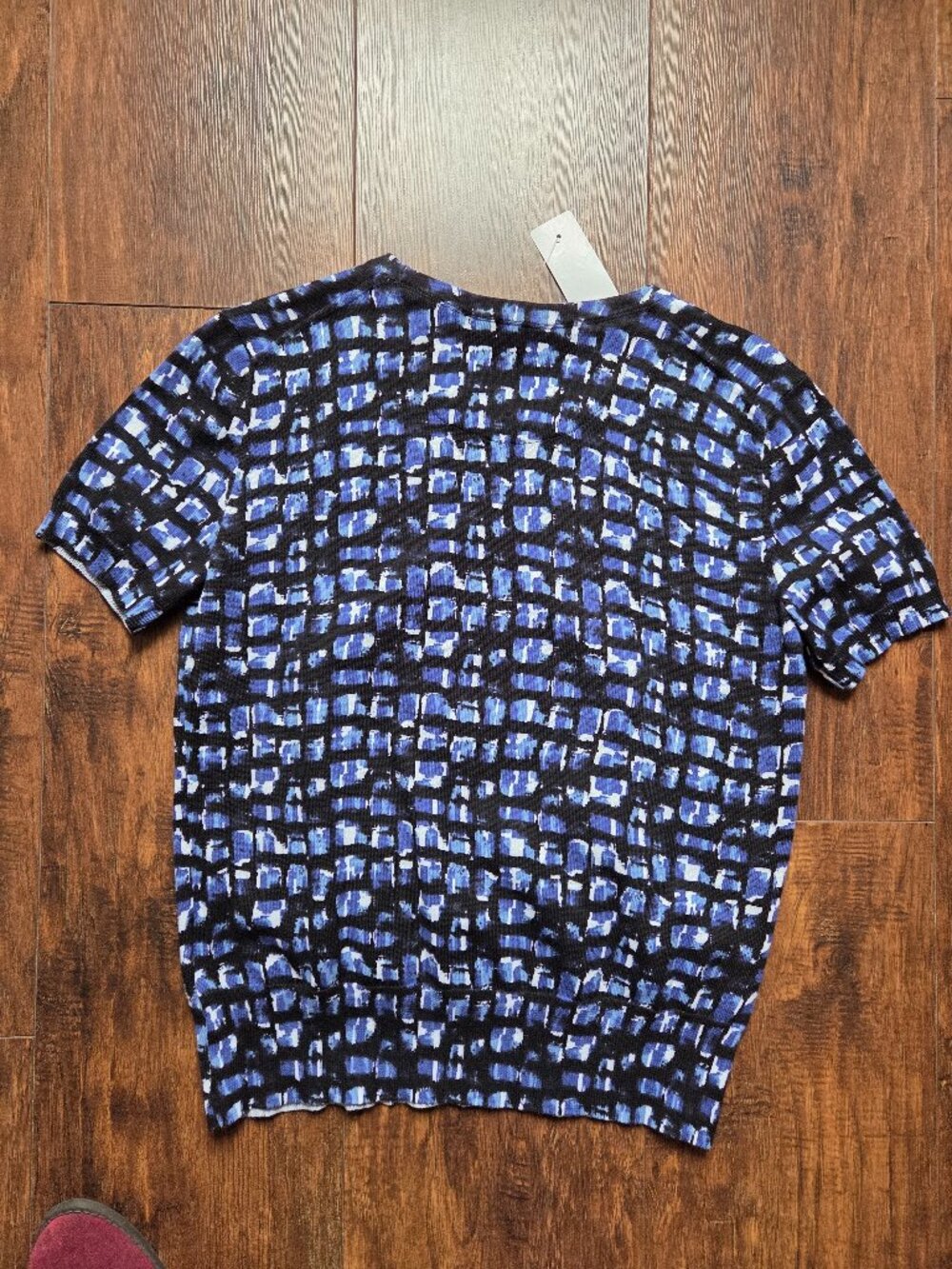 NWT Brooks Brothers Twinset Abstract Short Sleeve Cotton Knit Sweater XS Blue - Picture 7 of 13